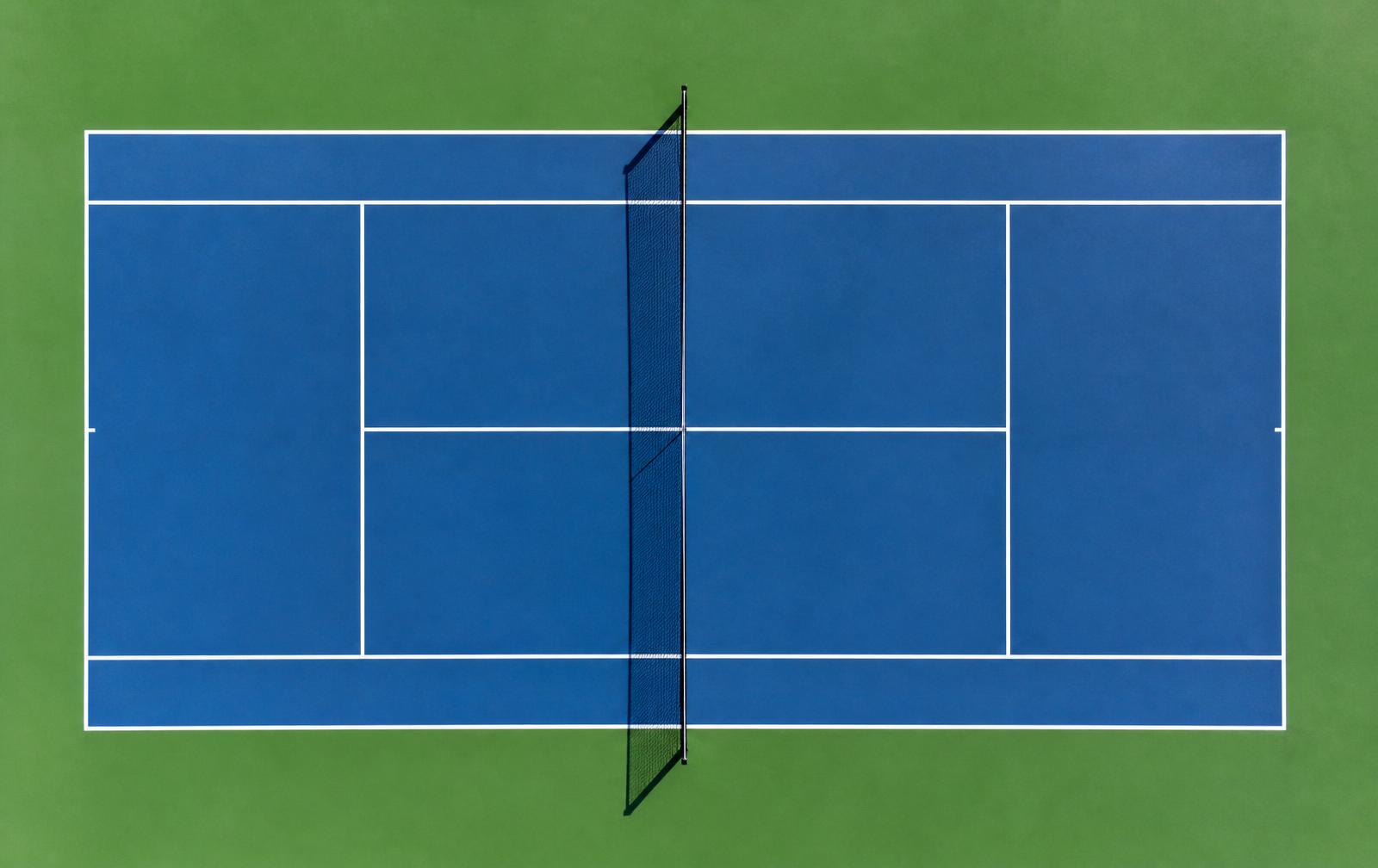 Top down view of a finished tennis court