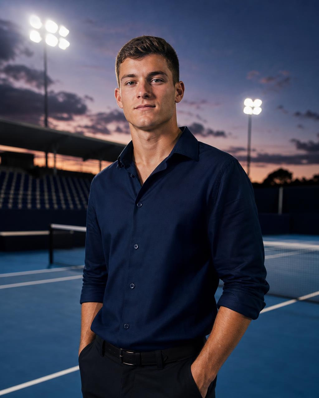 Johann van Niekerk on a completed sports court